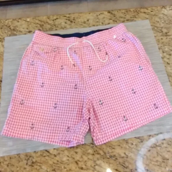 Polo Ralph Lauren Pink Gingham Swim Trunks Size L - Picture 3 of 12